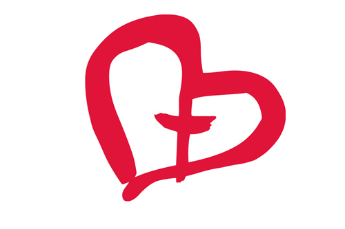 Logo för Gemensamt Ansvar i forma av ett rött hjärta med ett kors inuti.